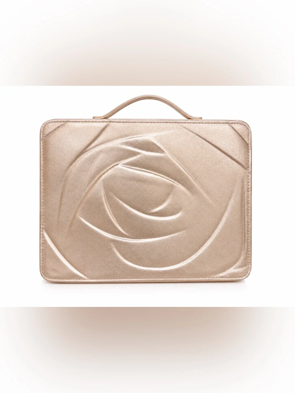 NWOT Lancôme Rose Gold Metallic Train Case Makeup & Travel Bag